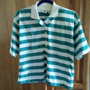 TRAFFIC JAM Striped Collared crop top Shirt